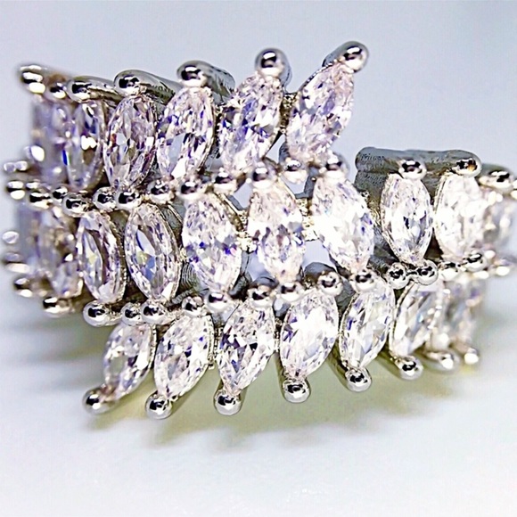 925 Silver & White Sapphire 3-Layer Bling Ring - Picture 4 of 6